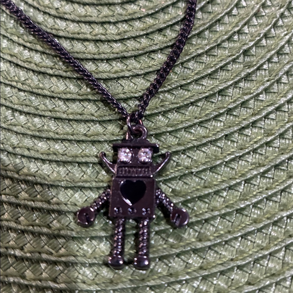 Black Robot Pendant Necklace